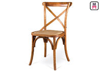 Wedding Event Romantic Wood Restaurant Chairs X Back Chair Rattan Seats / French Style
