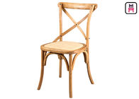 Wedding Event Romantic Wood Restaurant Chairs X Back Chair Rattan Seats / French Style