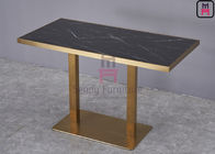 Stainless Steel Rose Golden Restaurant Dining Table Luxury Marble Top with Golden Seam