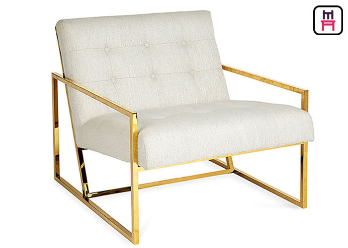 Single / Beige Blue Velvet Accent Chair Luxury Armrest Stainless Steel Gold / Chrome