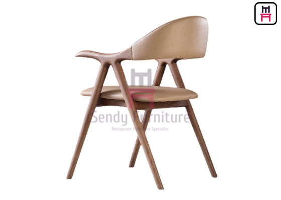 Classic Style Wood Restaurant Chair with Solid Wood Construction and Leather Upholstery