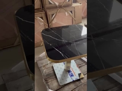 गोल्डन सीम डाइनिंग टेबल के साथ ओवल शेप मार्बल पैटर्न सिरेमिक